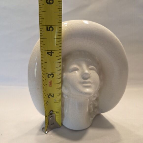 Vintage USA Pottery Art Deco Lady Head Vase Wall Pocket AS IS - Picture 10 of 12